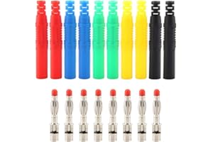 WALFRONT 10 Piezas de Conector Tipo Banana, Adaptador P3013 Conector Macho de Conexión Aislado Conector Macho de Platino Niquelado de 4 mm Enchapado en Níquel