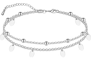 CHIC & ARTSY Damen Fußkettchen Armband 925 Sterling Silber Kette Strand Sandale Barfuß verstellbares Geschenkbox