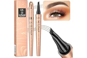 BEENLE Eyebrow Pen,Waterproof Ink Gel Tint Drawing Eyebrow Pencil with Four Tips, Natural Looking Brows Stay on All Day (Dark Coffee)