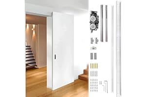 Minglez Kit Porta Scorrevole Kit di Ferramenta per Porta Scorrevole a Scomparsa 91 122 152 107 168 cm, Set di Porte Scorrevoli Invisibili Senza Binari per Bagno/Armadi, Porta Scorrevole(3.5ft/107cm)