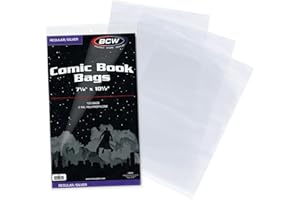 BCW Comic Bags, Silver 7 1/8 X10 1/2 + 1 1/2 Flap 2 mil Polypropylene (100 ct) by BCW