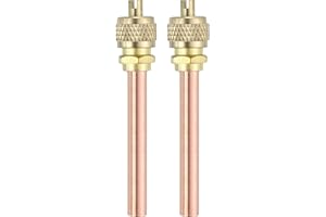 sourcing map 2Pcs Access Service Valves, 1/4" OD x 2.68" Length Brass Copper Refrigerant Filling Access Valves Air Conditioner Charge Needle Valve for HVAC Systems Repair