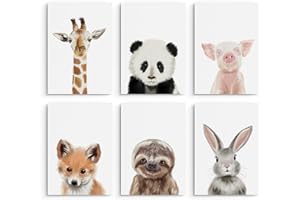 Hambient Laminas Infantiles para Cuadros Habitacion Bebe Decoracion Niño Niña (21 x 30 cm - Sin Marco, Animales Salvajes Acuarela)