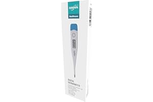 EUROPAPA Thermomètre de fièvre numérique pour bébés, enfants et adultes, thermomètre pour voie orale, axillaire ou rectale, étanche avec alarme de fièvre (Bleu clair)