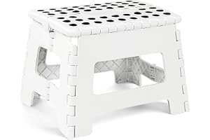 Bathroom Stool -All Purpose Strong Folding Step Stool Collapsible HEAVY-DUTY Plastic Stepping Stool For Kitchen Home Office Adults Bathroom Stool For Adults, Withstands Up to 300 LB With Handle