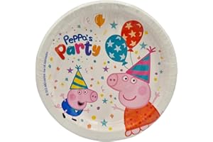 BeenSmile - Platos PEPPA PIG, Platos de Papel Desechables para Fiesta de Cumpleaños Infantil, Artículos de Decoración para Fiestas Temáticas y Celebraciones de Niños, 8 Platos 18 CM