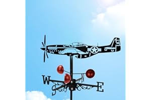 BLYEMICHDI Girouette en Métal avec Indicateur, Girouette de Jardin Extérieur, Avion en Métal, Girouette Amusante et Unique pour Abris de Jardin, Toit, Cabane, Cour, Décoration de Ferme