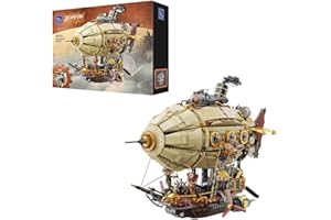 PANTASY Steampunk-Luftschiff Modellbausatz für Erwachsene, zweilagiger Zeppelin mit Zahnrad-Mechaniksystem, DIY-Bausteinset, Retro-Sci-Fi-Konstruktionsspielzeug für Sammler & zur Ausstellung