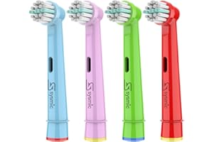 SYSMIC Kids Toothbrush Heads Soft Bristle Compatible with Oral B Kids Toothbrush Head, Childrens Replacement Braun Electric Tooth Brush Heads Pro 4 Pack for Kid Ages 3-5 6-12