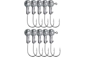 GIERZIJIA 10 ami con testa in piombo, 1G/2G/3,5G/5G/6G/7G/9G, esche rotonde per pesca in acqua dolce e salata, ami per spigola