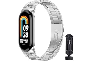 BANGTING Cinturino Acciaio Inossidabile Compatibile con Xiaomi Mi Band 10/9/8, Cinturini Metallo di Ricambio per Mi Band 9 Bracciale