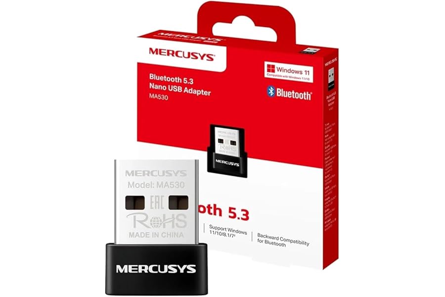 Mercusys MA530 – Adaptador USB Nano Bluetooth 5.4 – Conexión inalámbrica para PC/portátil, Soporte hasta 7 Dispositivos, Comp