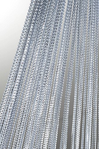 Fadenvorhang Fadengardine mit Lurex veredelt Gardine Vorhang silber 90x250 cm