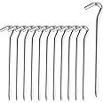 Tent Pegs - 12Pcs Aluminium Tent Stakes Pegs with Hook - 7" Hexagon Rod Stakes Nail Spike Garden Stakes Camping Pegs for Pitching Camping Tent, Canopies (Silver)