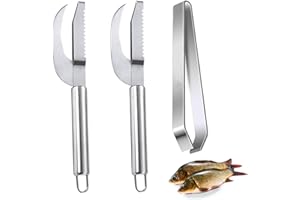 LONGHAO 3 pcs,Raschietto Per Pesce,Squame Pesce Inossidabile,Raschietto Per Pesci Professionale,Coltello A Squame Seghettate A Due Vie,Pelapatate A Squame Di Pesce,Per Cucina,Ristorante