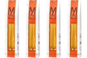 Mancini Pastificio Agricolo Spaghetti Klassisk Linje – Hantverksmässig pasta av durumvetesemolina med Marche‑vete, bronsdragen och långsamt torkad – 4 förpackningar à 500 g