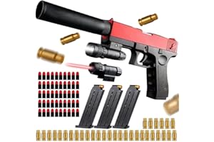 ANYINGKAI Pistolet à mousse Blaster, Foam Blasters, pistolet jouet réaliste, pistolet jouet avec silencieux, jouet avec éjection de coque Magazine Shell,Modèle de pistolet pour 14 cadeaux pour enfants (rouge)