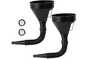 XINSHENG Set di imbuti universali per auto, benzina e olio flessibile, in plastica, con beccuccio rimovibile, colore nero, 2 pezzi