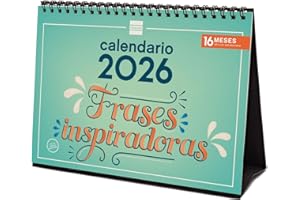 Finocam - Calendario de sobremesa 2026 Mes Vista Enero - Diciembre 2026 + Sep.- Dic. 2025 (4 meses) reducidos | Calendario 2026 | Imágenes Frases inspiradoras - Español