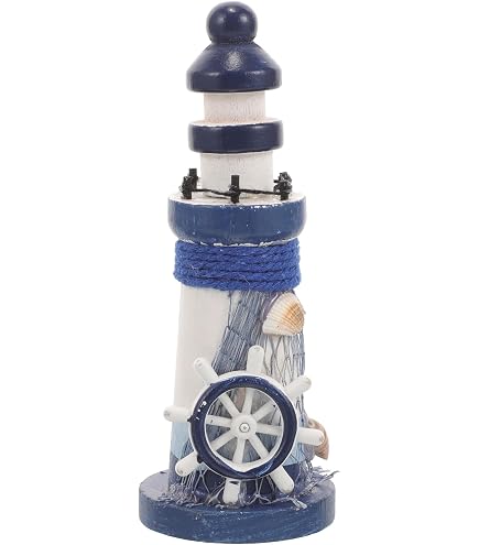 Abbott Collection Leuchtturm aus Holz, rustikal, Weiß, Größe M (27,9 cm H)