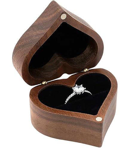 Ecrin Bague En Bois, Boîte Alliance Mariage Élégante Et Robuste Pour 2 Bagues, Idéal Pour Fiançailles, Mariage Et Saint-Valentin, Fabrication Artisanale