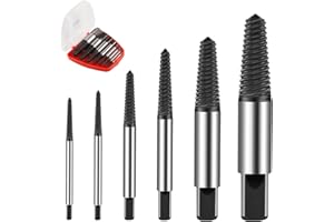 OMIGA Extractor de Tornillos 6 Piezas Diámetro Alrededor de 4-25 mm Extractor de Tornillos Rotos Saca Tornillos Rotos Para Tornillos Dañados Tuberías (Negro)