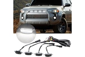 Sidaqi 12W 4-LED White LED Grille Warning Lights 12V Daytime Running Lights DRL for Car SUV Fo-rd F-150 Raptor 2014-2020 Waterproof Front Grill Light Bumper Cover Lamp with Harness