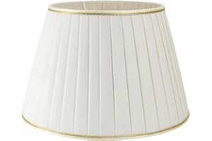 HORUS PARALUMI Paralume classico Impero in tessuto Plissettato Pongè Avorio con Passamaneria 7 - per lampada da tavolo, comodino - Artigianale Made in Italy - D.25 cm Attacco E27
