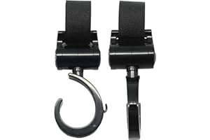 Bebe Style 2-Pack Pram Hooks, 360 Degree Swivel Baby Pushchair Hooks, Shopping Bag Holder, Changing Bag & Stroller Organiser Holders, Universal Fit Hook