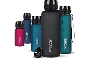 720°DGREE Gourde, Bouteille d’Eau “uberBottle“ +Tamis-Fruits – 350ml, 500ml, 650ml, 1l, 1,5l, 2l - Sans BPA, Étanche, Anti-Fuite, Réutilisable, Légère - Idéal pour École, Sport, Fitness, Gym, Travail