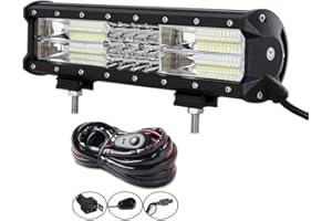 AUXTINGS 30.8cm 180w LED barra triple fila de la inundación de la haz offroad luces impermeable de la lámpara de trabajo con la viga del cableado del camión SUV ATV UTV luces de embarcación,12V 24V