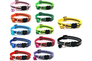 PLABBDPL 12 PCS Collare Gatto Riflettenti,Collari per Gatti Antistrozzo con Campanellino,Sicuro,Personalizzato Accessori Animali Domestic