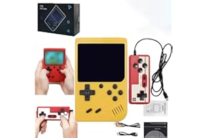 IRILEKI Console De Jeux Portable, Retro Handheld Game Console Retrogaming Retro avec 400 Jeux Classiques, 2 Joueurs Meuble TV Consoles de Jeu Portables, Cadeaux de Noël (Jaune)