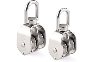 Preamer 2Pcs Heavy Duty Double Wheel Swivel Lifting Pulley Block Rope Pulleys for Lifting Wheel Swivel (M15 Double)