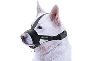 ILEPARK Muselière Souple Réglable pour Chiens Nylon, Museliere Anti Aboiement Anti-Morsure, Moyens et museliere Petit Chiens (L,Noir)