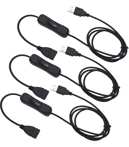 HUAZIZ 6 Cavi Prolunga USB Con Interruttore On/Off – 1m (3 Pezzi) + 30cm (3 Pezzi) – Per Dash Cam, Luci LED, Ventole