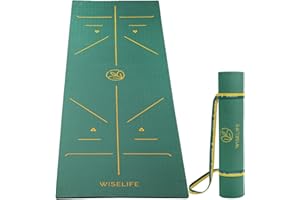 WiseLife TRU Alignment Yoga Mat + Sleek Yoga Strap for Men and Women (ProBalance TPE Material 6mm Extra Thick Extra Long Extr
