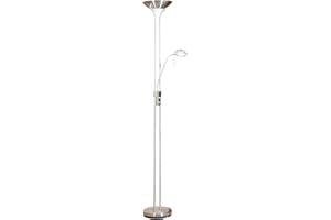 ENDON Rome 230W & 33W Satin Chrome & Opal Glass Mother & Child Task Floor Light & Uplighter