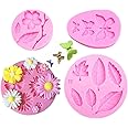 DELFINO Flower Candy Mould, Chocolate Moulds Polymer Clay moulds DIY Crafting Projects and Cake Decoration Silicone Fondant Candy Cake Baking Mould Kitchen Baking Tool For Wedding and Birthday, 4 Pcs