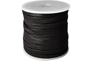 esnado Lederband flach | Breite 4 mm, Dicke 1 mm | Länge: 3 Meter | Farbe: Schwarz | ECHTES Leder - pflanzlich gegerbt | zum Basteln | Herstellung von Schmuck