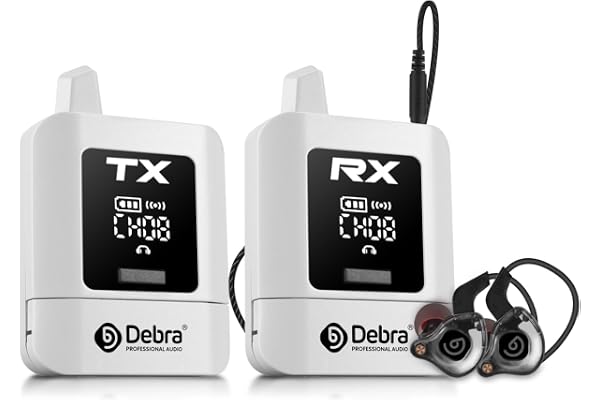 Debra St-Mini Système de Retour in-Ear Professionnel – Transmission 2,4 GHz 50m, Autonomie Prolongée, Récepteurs Illimités Blanc