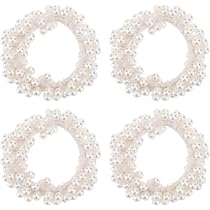 Ahoney Perlen-Haargummis – 9 Stück, Elastisch, Weiß, Boho-Stil Für Hochzeit & Alltag