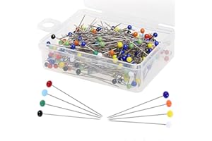 HAOYUAN 250Pcs Sewing Pins - Glass Head Dressmaking Tools, 38 mm Long Thick Quilting Pins, Glass Ball Dress Making Needles with Storage Box for Dressmaking, Sewing, Crafts (Multicolor)