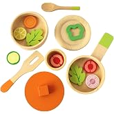 Shumee Pretend Play Cooking Set for Kids- 16 Pieces (3+ years)| Realistic Wooden Kitchen Set for Girls & Boys| Educational Le