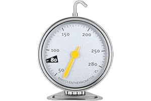 Jeankak Termómetro de Horno Duradero Resistente a Altas temperaturas, Herramientas de Cocina seguras para cocinar, diseño de Esfera Grande, para Cocina para el hogar