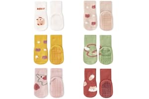 FedMois 6 paia calzini antiscivolo invernali termici in cotone bimbi bambini