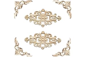 Pamtns 6 Pezzi Decoro in Legno Intagliato Applique Ad Angolo Fregi Decorativi per Mobili