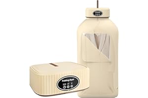 AEDCBAIDE Przenośna suszarka do prania, elektryczna suszarka do prania, 600 W, wielofunkcyjna suszarka z timerem, mini suszarka podróżna, suszarka z pompą ciepła z pokrywą do mieszkań