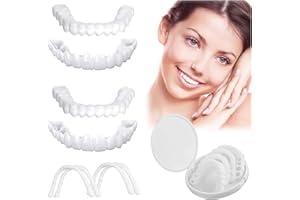 DVONE 2 Pares Dientes de Carillas Cosméticos, Reutilizable Cómoda Dientes Temporales de Superior e Inferior para Hombre Mujer Blanqueamiento Dental Cubrir Los Dientes Defectuosos