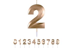 MACLUNAR Bougies d'anniversaire Numéro 2,3D Champagner Bougie Chiffre 2,Decoration Gateau Anniversaire,Bougies Gâteau Topper Decoration,Pour Les Enfants, Adul